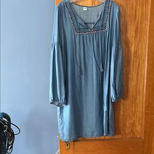 Old Navy Blue Bishop Sleeve Scoop Neck Dress